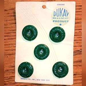 Vintage Genuine Dukay Green Buttons.